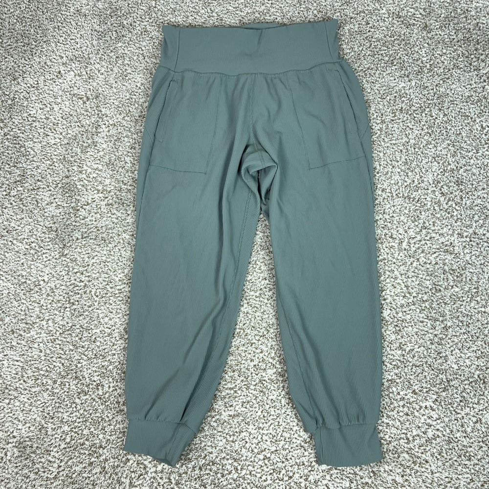 Athleta Pants Womens 1X Green Salutation‎ Rib Jogger High Rise Yoga Workout Gym